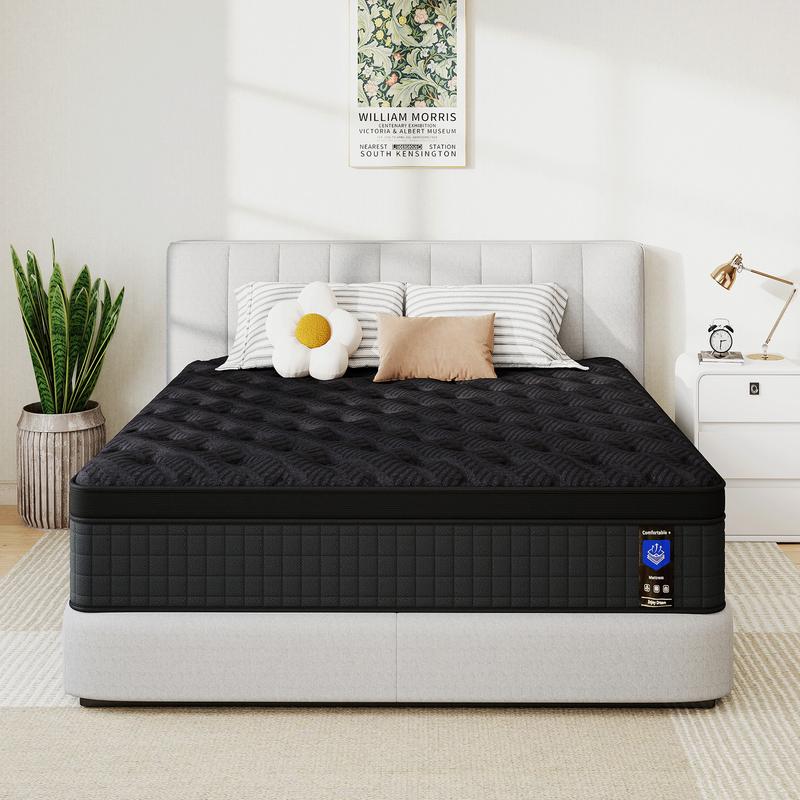 12/14 Inch Twin, Full, Queen, King Mattress Memory Foam And Spring, Hybrid MattressMedium Firmness, Lumbar Support, For Home Rooms Hotels, Boxed Halloween ChristmasGift Furniture Ergonomic queen size mattress Interior Modern