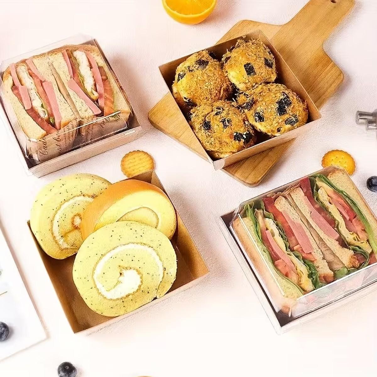 10/30/50pc transparent lid rectangular Premium cake box, disposable container, pastry container, takeout packaging box, Bakeware, suitable for sandwiches, desserts, pastries and light meals, especially suitable for festivals, parties