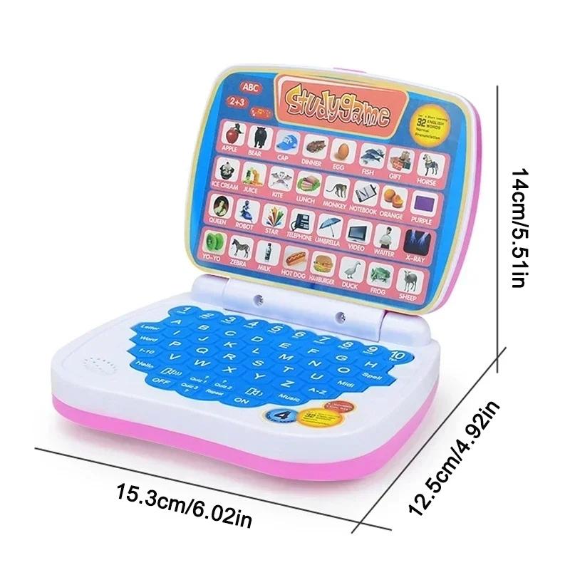 Children Bilingual Learning Laptop, English/spanish Music Sheet Reading Keyboard, Abs Material, Suitable for Kids (blue, ), Requires 3 Aa Batteries