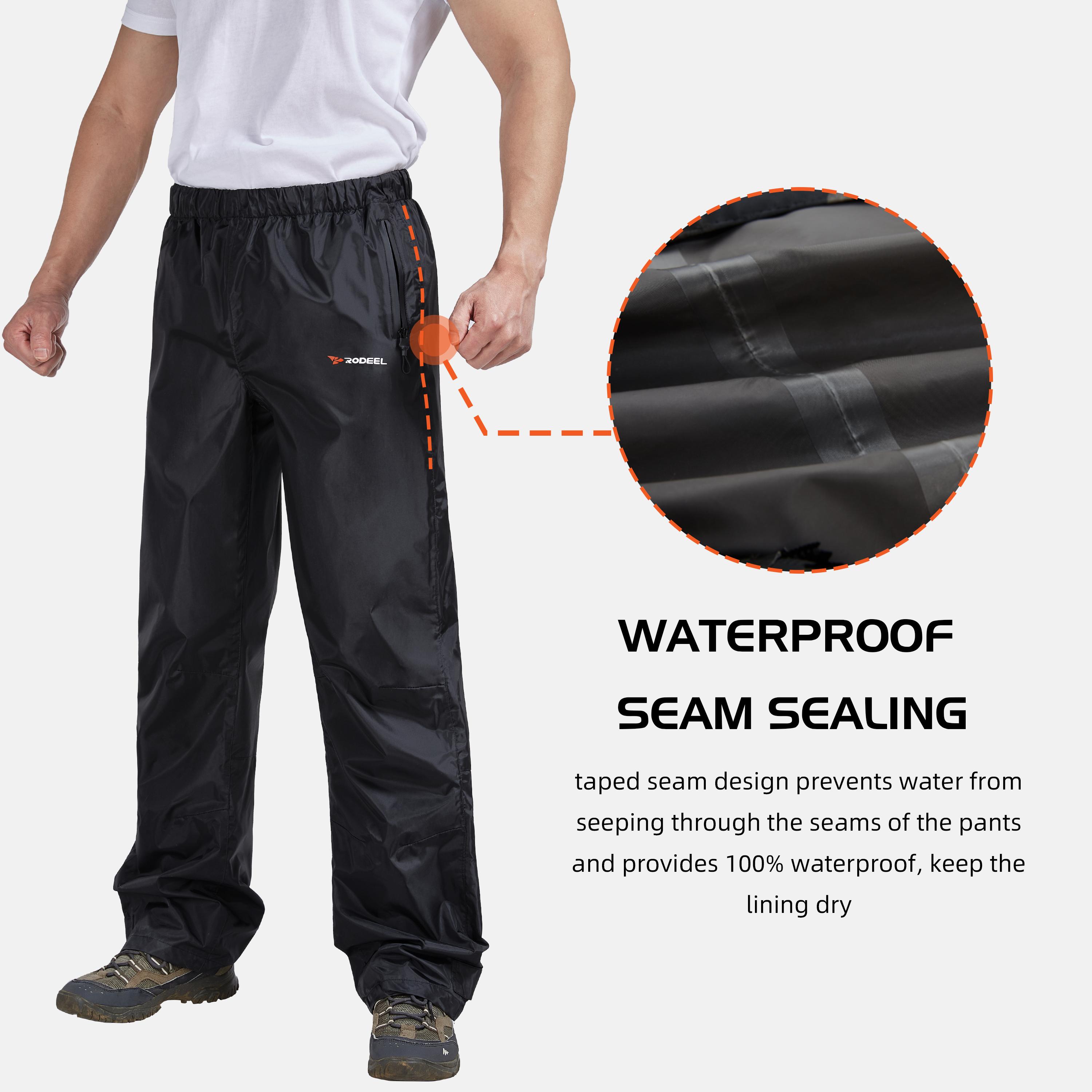 【RODEEL】723 Waterproof Pants Men Lightweight Breathable Rainproof Bottoms Durable Rain Trousers Weatherproof Rainwear For Outdoor Sports Hiking Camping Fishing Boating Car Washing Construction Roofing Landscaping Gardening Workwear, Holiday Gift