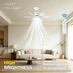 Plug-in Ceiling Fan Light with Remote Control, Pure Copper DC Motor, Variable-Speed Energy-Saving Quiet Operation with Adjustable Lighting and Timer Function