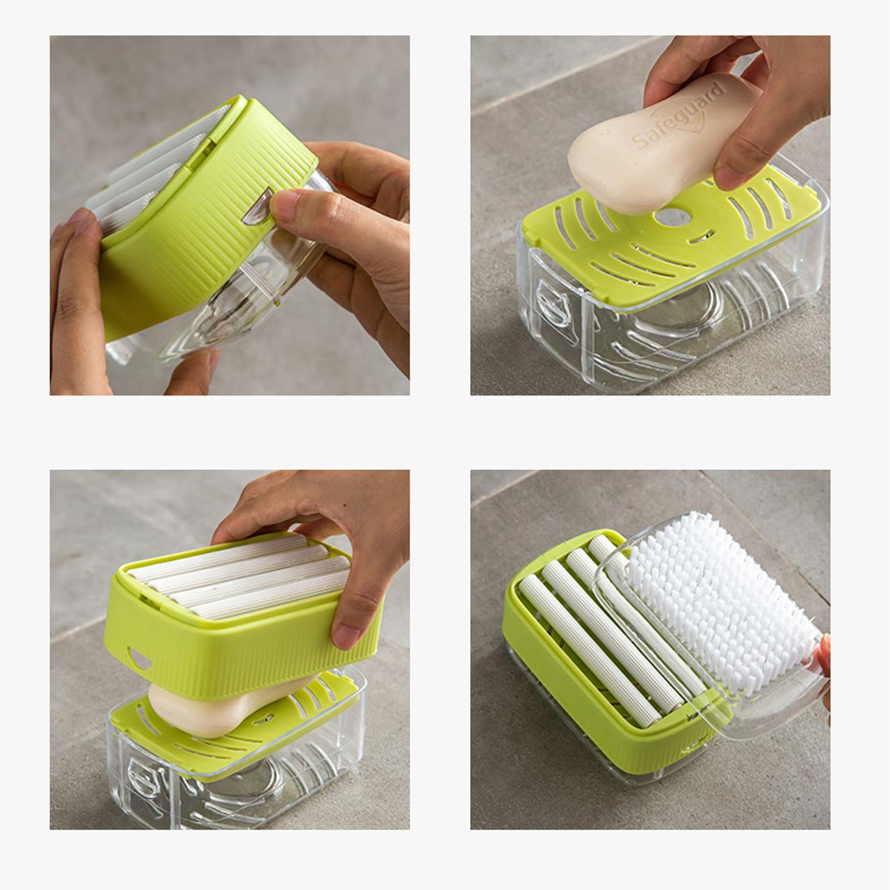 Multifunctional Soap Foaming Box, Hand-Free Storage Soap Holder, Drainage Soap Dish with Rolling Brush, Laundry Brush Included Multifunctional Soap Foaming Box, Hand-Free Storage Soap Holder, Drainage Soap Dish with Rolling Brush, Laundry Brush Included