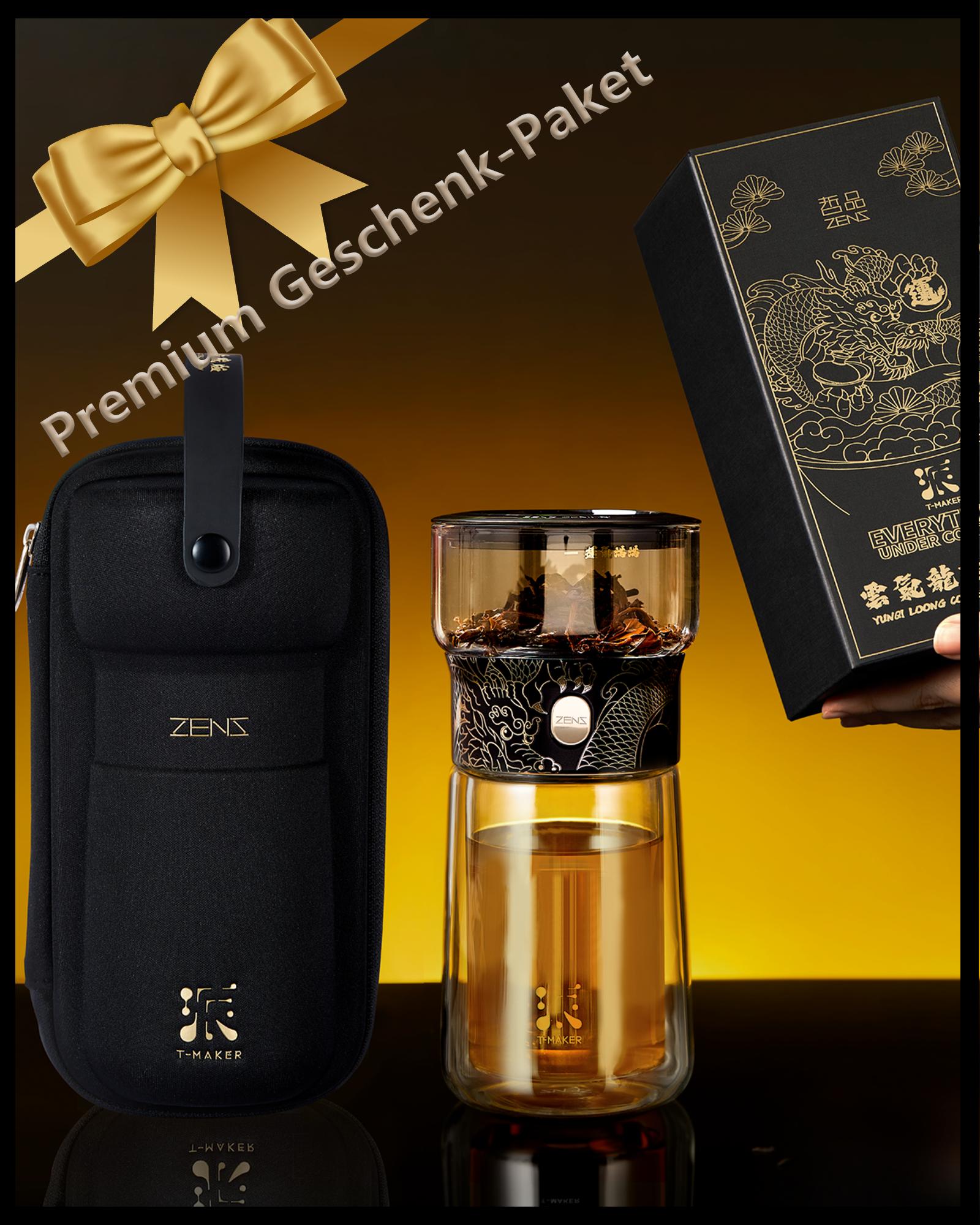 ZENS Cool Glass Teapot with Infuser, One Touch Tea Maker for Loose Tea Diffusers with Insulated Mug and Portable Tea Kits, Enchanted Teapot Alternatives for Tea Lover Gifts