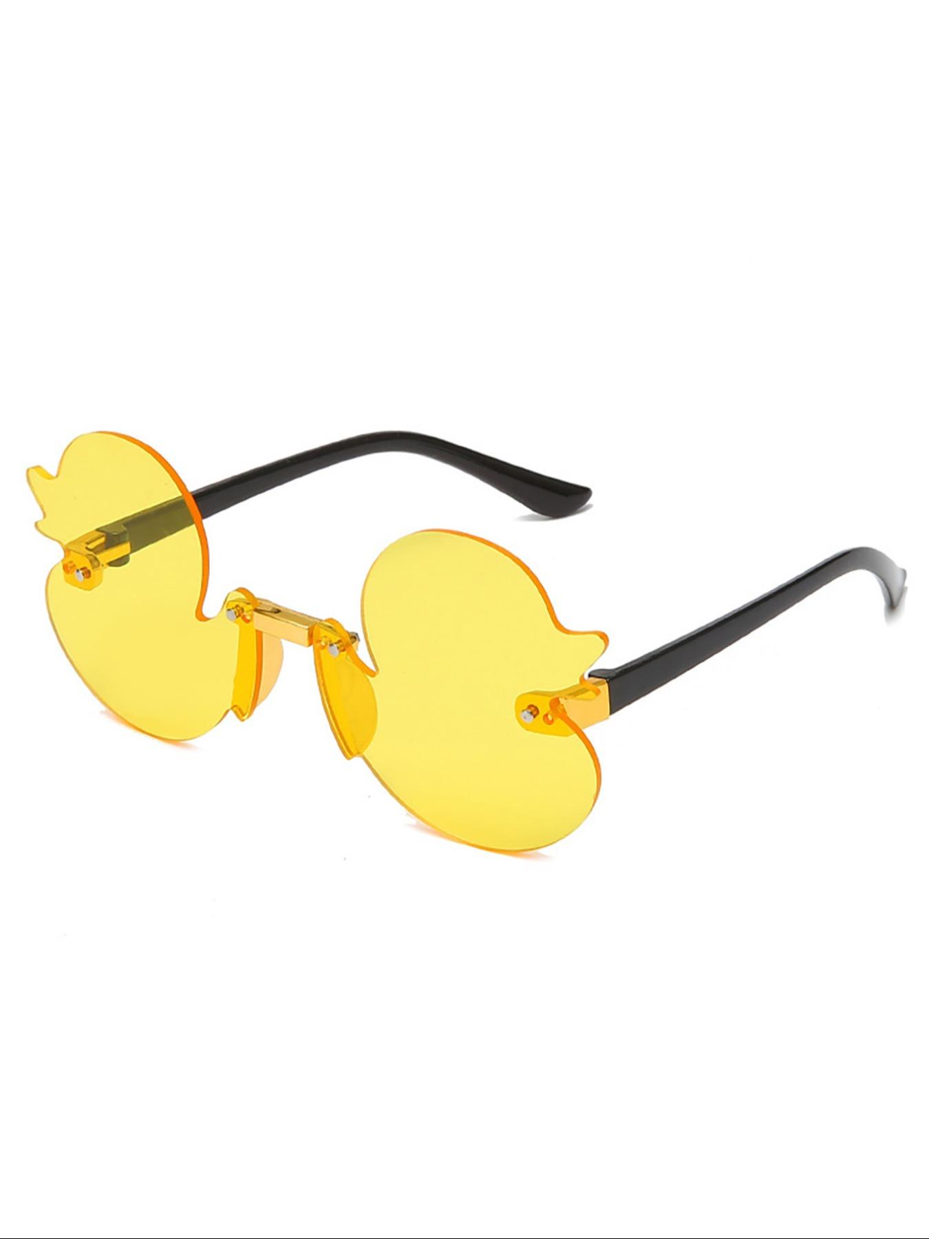 Frameless Duck Sun Glasses, Cute Cartoon Design, UV Protection, Decorative Lenses, All-Season Wear, PC Material, Non-Color Changing