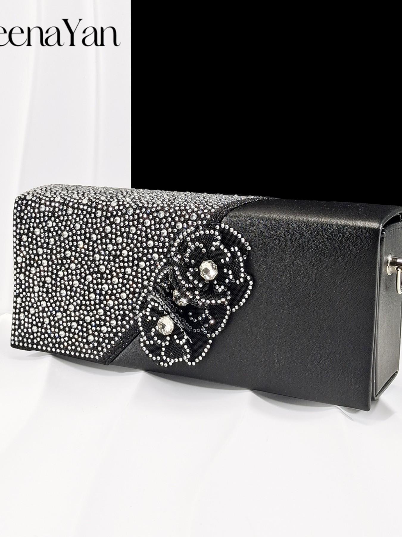 2026 Elegant Silver Pointed-Toe High Heels Shoes with Diamond Accents & Matching Bag - Ideal for Party Elegance