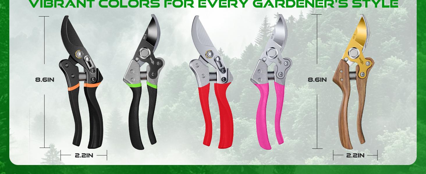 DECERK Pruning Shears for Garden  8.5" Professional Bypass Gardening Scissors & Clippers, Super Sharp SK5 Blade, Ergonomic Handle Heavy Duty Hand Held Pruners, Gardening Gift for Women Men with wood finish, 2025 springtok home Tool