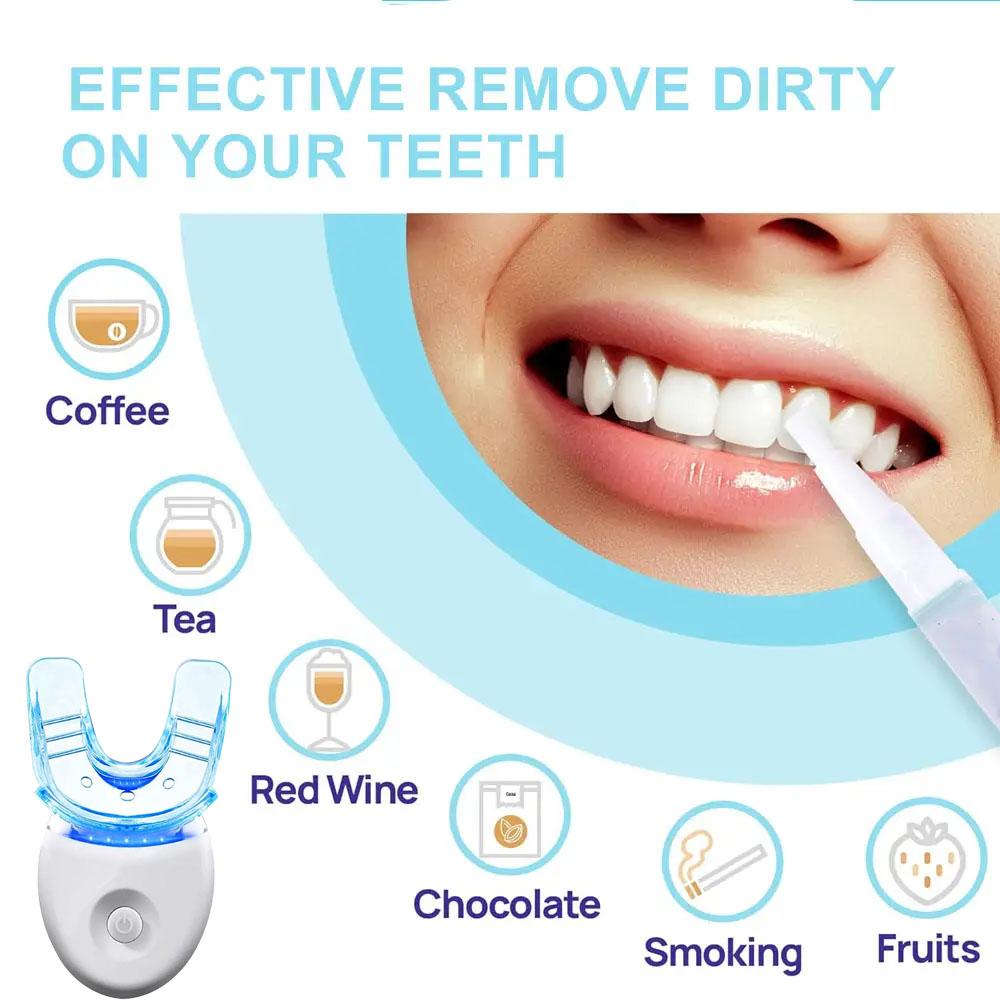 Led Teeth Brightening Kit, Teeth Brightener, 1 Set Led Teeth Brightening Device Kit Including 5 X 3ml Carbamide Peroxide Teeth Gel, Easy To Use, Perfect for Parents, Girlfriend/boyfriend