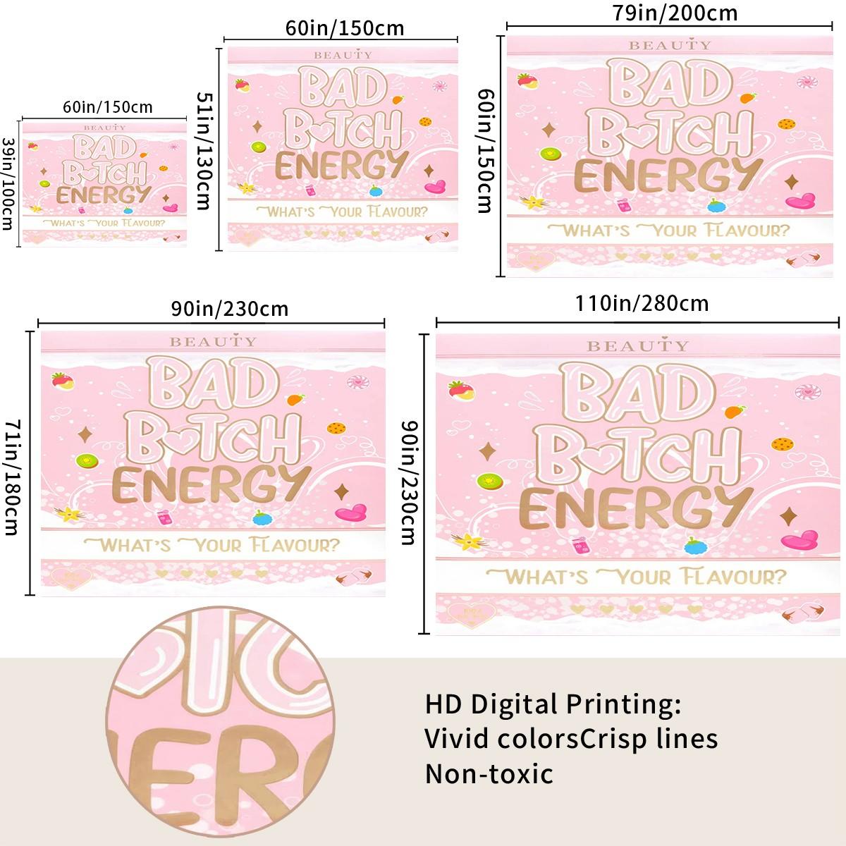 Y2K Bad B*tch Energy Tapestry, Cute Print Wall Hanging Tapestries, Sweet & Cool Style Backdrop Decor, Soft Colorful Wall Blanket for Bedroom Dorm Living Room, Perfect Gift