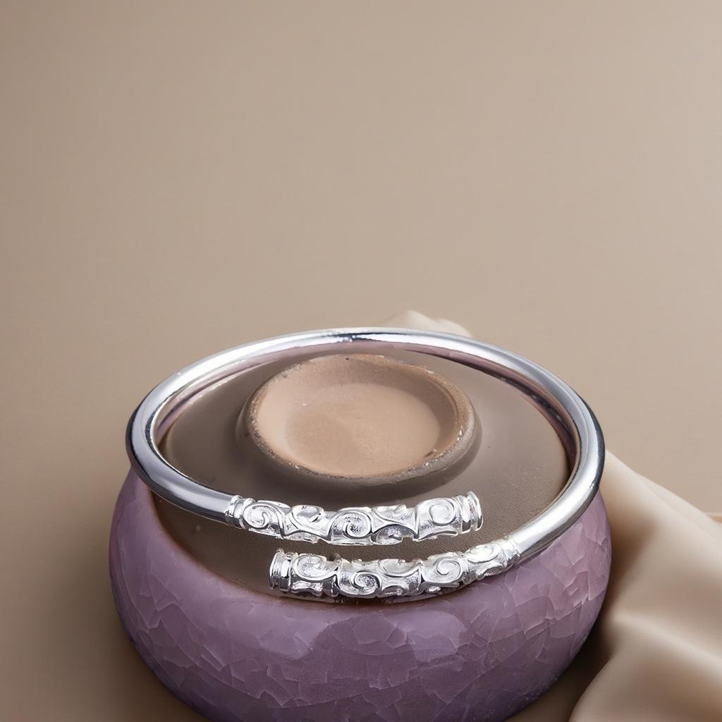 Full Silver s999 bracelet Sterling Silver bracelet Men's open bracelet can be freely adjusted size send boyfriend send dad birthday holiday gift Silver weight 25g /0.88 oz