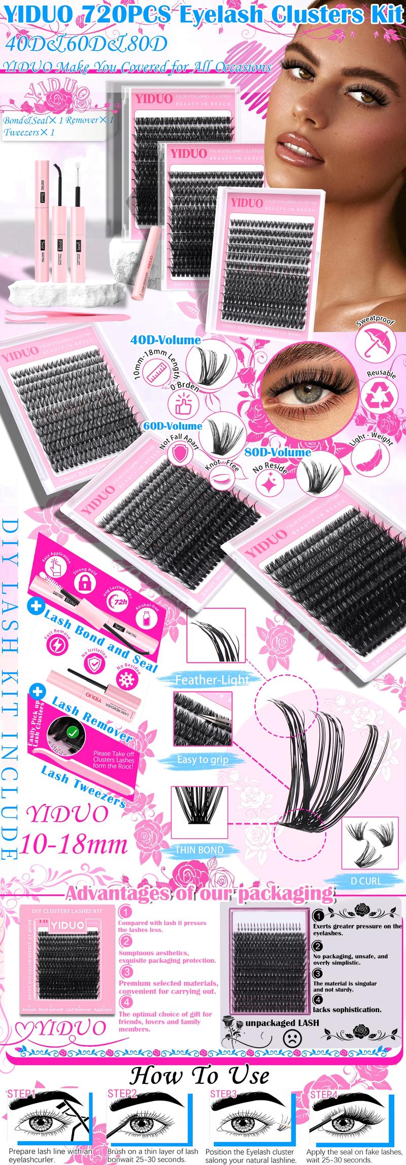 Individual False Eyelashes Kit, Individual Lash Clusters, 1 Box Mixed Length & Styles Natural Look Eyelash Extensions, Self Grafting Curl Eyelashes, Eye Makeup Accessories, Cosmetic #TOP PICKS