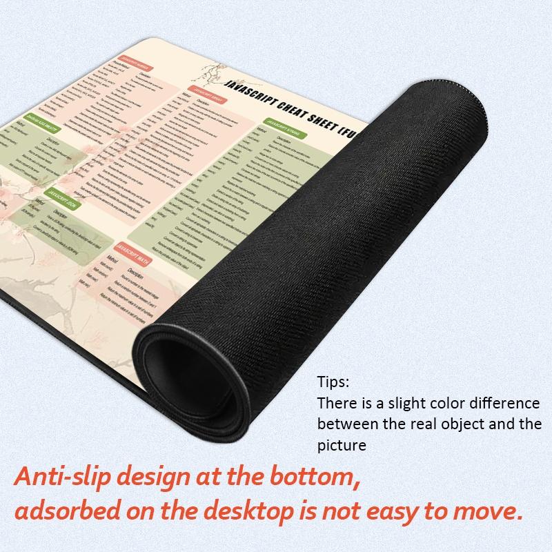 1pc Extra Large JavaScript Cheat Sheet Mouse Pad Practical Office Desk Pad, Computer Keyboard Mousepad with Non - Slip Rubber Base Durable Stitched Edge Perfect Gift for Home and Office Desk Accessories, Desk Gadgets