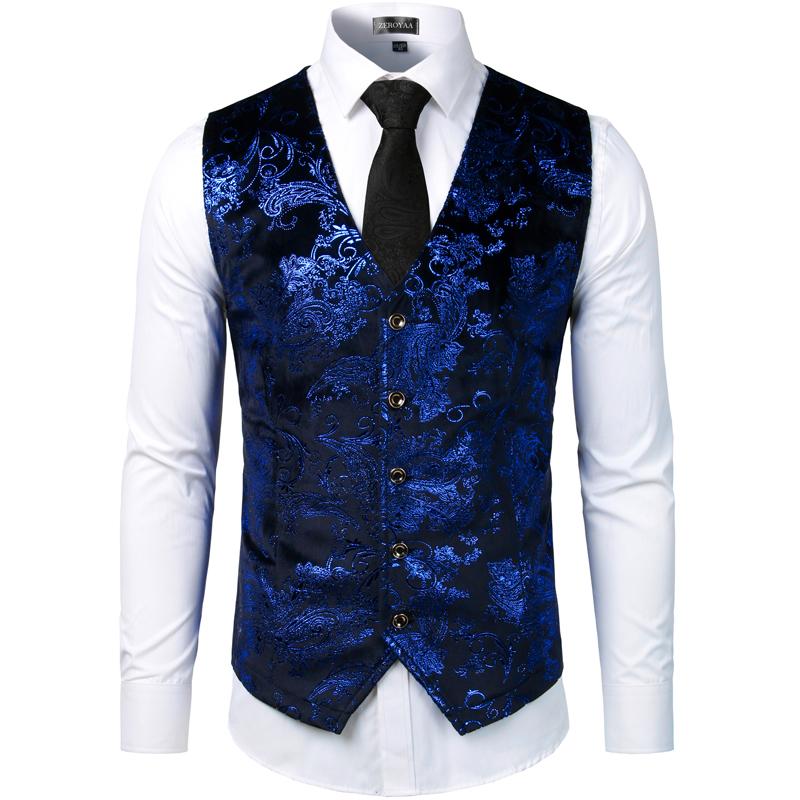 ZEROYAA Mens Hipster Metallic Paisley Printed Single Breasted V-Neck Suit Vest/Tuxedo Waistcoat Shirts Tops Elegant Floral funny shirts father's dad gifts ZEROYAA Mens Hipster Metallic Paisley Printed Single Breasted V-Neck Suit Vest/Tuxedo Waistcoat Shirts Tops Elegant Floral funny shirts father's dad gifts