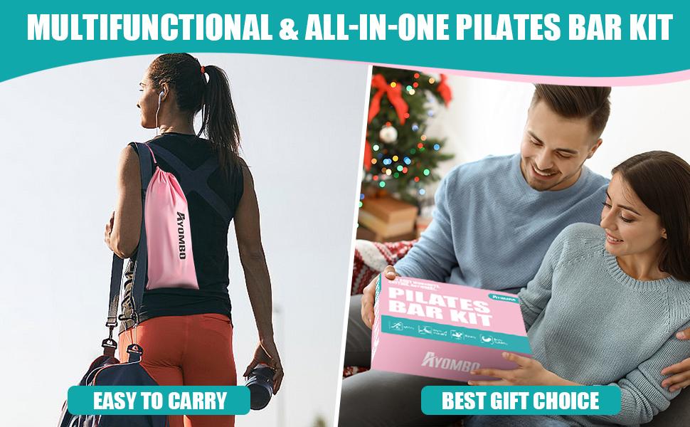 Pilates Bar Kit with Resistance Bands, Pilates Workout Equipment for Legs, Hip, Waist, Arm, Squats Exercise Equipment for Home Workouts, Adjustable 3-Section Pilates Bar Kit for Women & Men,Best Christmas Gifts for Dads/Moms/Boys/Girls SpringStatements
