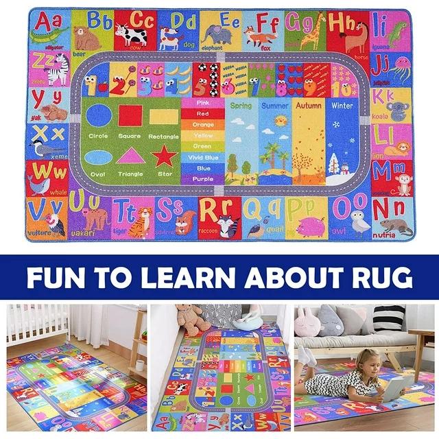 LOCHAS Kids Games Rug Animal Carpet ABC Educational Rug Mat Kids Area Rug for Playroom,Bedroom,Nursery Room, Non-slip Interaction Baby