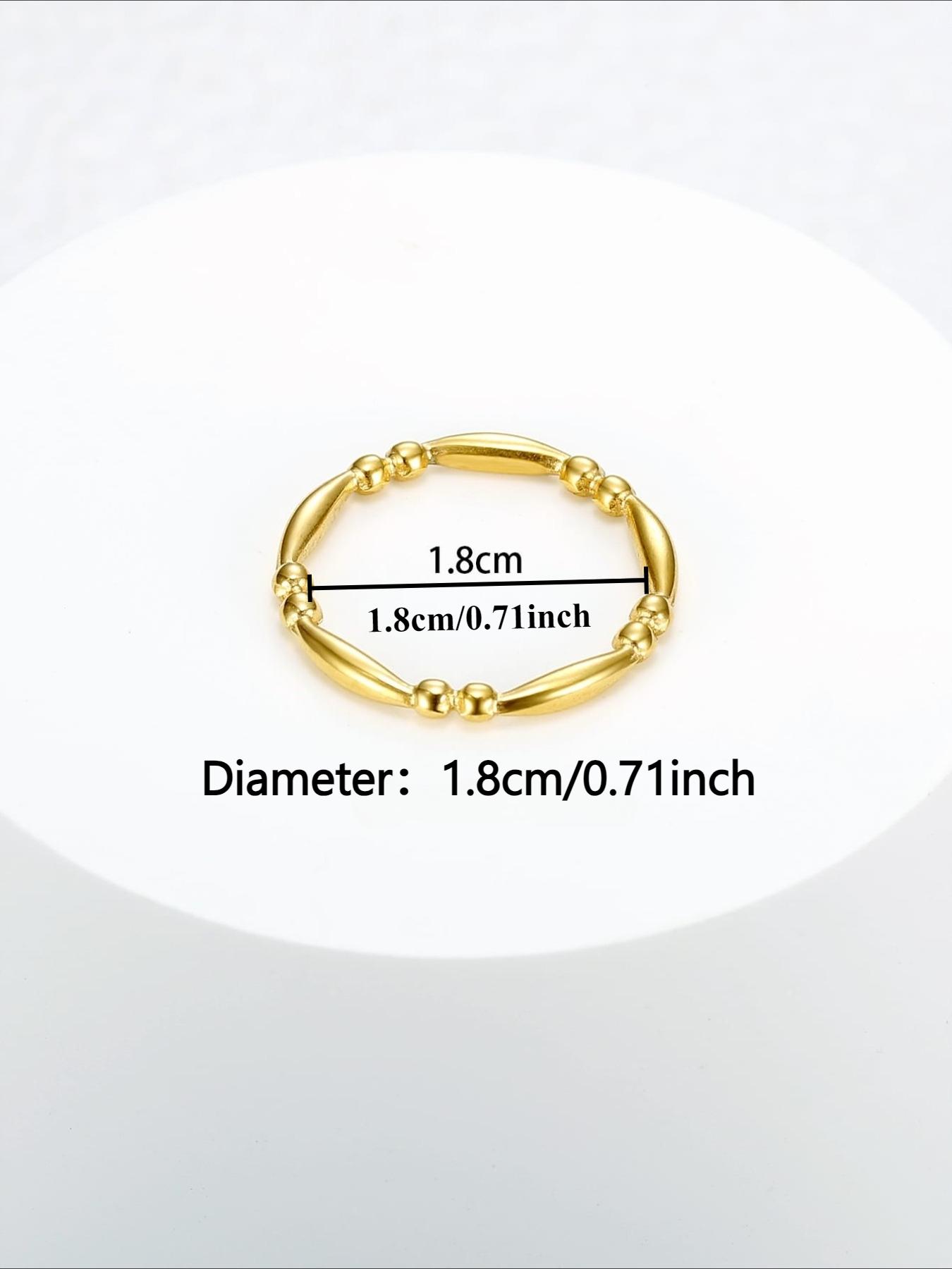 Exquisite Round Bead Bamboo Knot Design Stainless Steel Ring, Waterproof, Sweat Proof, Non Fading, Anti Allergic, Stackable, Plain Circle, Versatile Daily Commuting Accessory