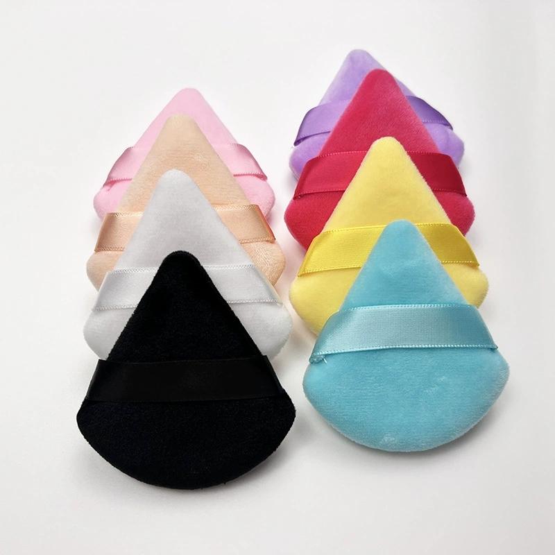 50 Pack Triangle Velvet Powder Puffs, Reusable Makeup Sponges, Multi-Color Plush Face Puffs for Foundation Setting, Essential Beauty Tools