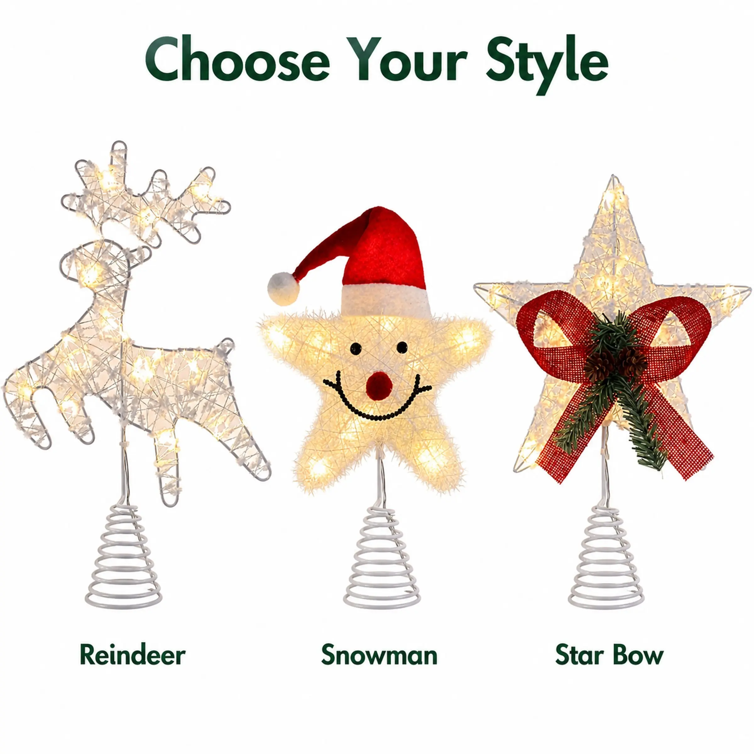 Battery-Powered Star Christmas Tree Top Decoration, Cotton String Powder Star Light, Creative Holiday Decor, Home Mall Festival Atmosphere