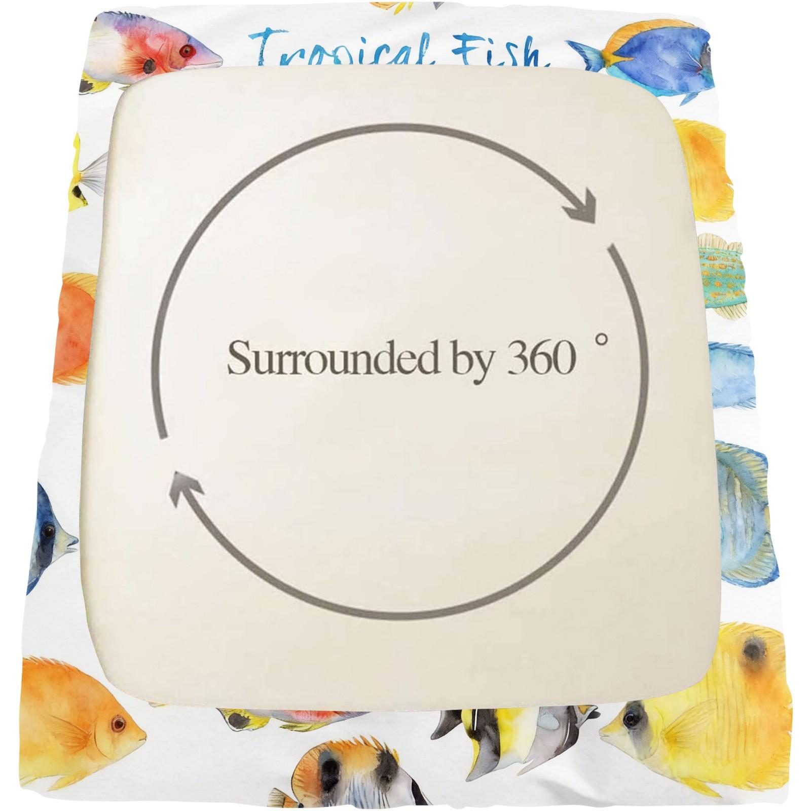 Watercolor Tropical Fish Bedding Set, Ocean Life Coral Fish Print Bed Sheets, Includes 2 Coreless Pillowcases, Breathable Durable Decorative Kit