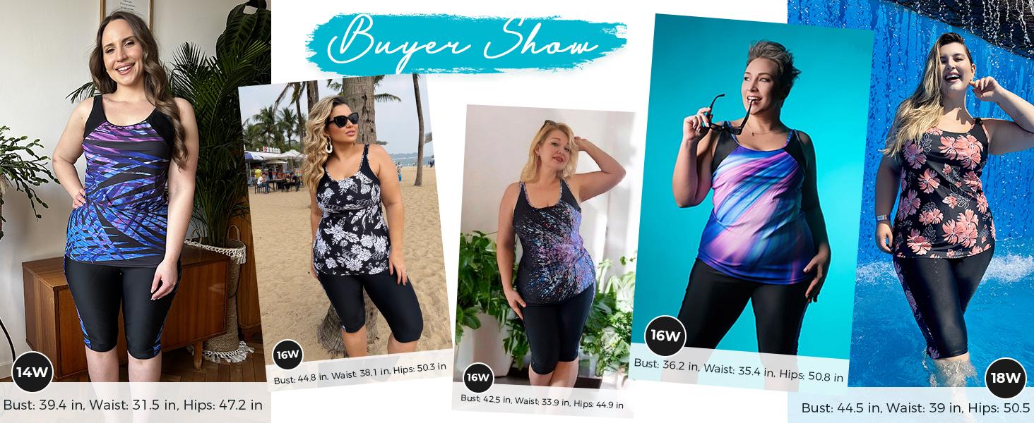 【12-28W】Hanna Nikole Plus Size Two-Piece Swimsuit Women's Sun Protection Knee-Length Swim Shorts Tummy Control Outdoor Swimsuit Tankinis Set Outdoorfun SpringStatements