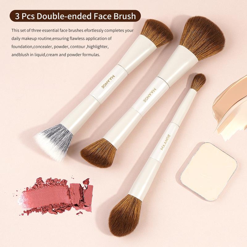 MAANGE 7pcs Soft Makeup Brushes Set with Cosmetic Bag, Foundation Brush Concealer Brush Powder Brush Contour Brush Highlighter Brush Blush Brush Eyeshadow Brush Eyebrow Brush, Makeup Blending Brush, Professional Face & Eye Makeup Kit for Daily Use