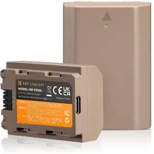K&F CONCEPT 2-Pack NP-FZ100 Battery, USB-C Fast Charging A7iii Batteries Compatible with Sony A7iii A7iv A6600 A6700 ZV-E1 FX3 FX30 A7Riii A7RIV A9 A1 Cameras