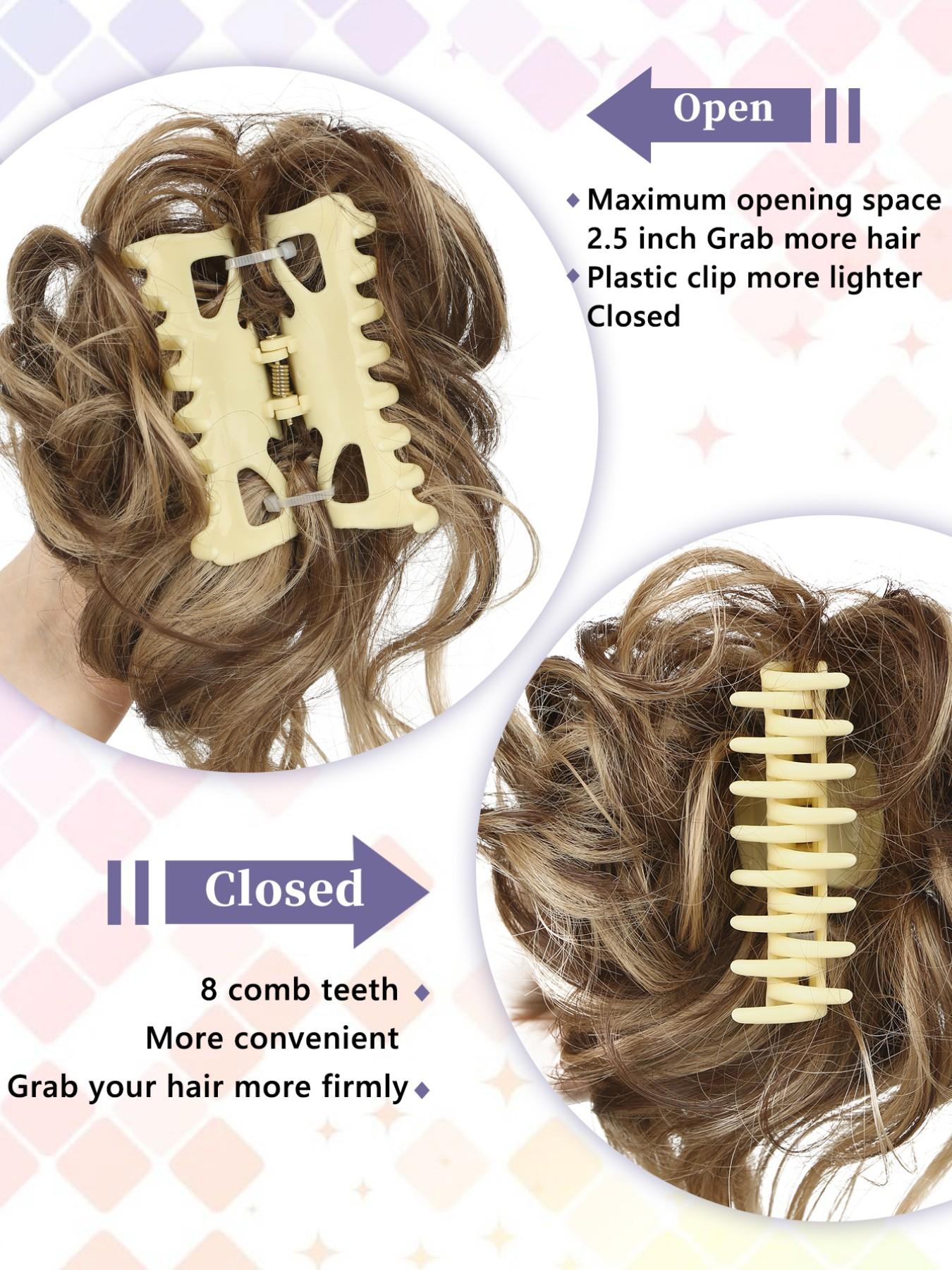 10 INCH Messy Bun Synthetic Extension Hair Piece Tousled Updo Hair Buns Extension Elastic Hair Band Hair Pieces Synthetic Curly Hair Bun Scrunchie Wavy Synthetic Hair For Women Girls