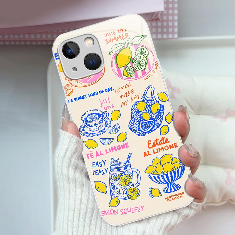 European summer vibes “Ciao Bella” lemon case for iPhone 13, tomato girl aesthetic cover, TikTok viral
