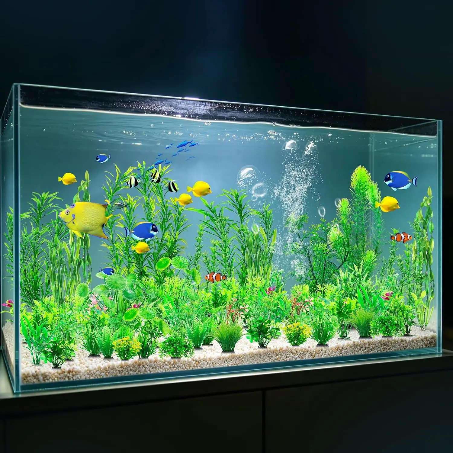 53 Pcs Fish Tank Accessories Aquarium Decorations Green Plants, Green Fish Tank Decorations Plant, Fish Tank Decor, Aquarium Decor Plastic Plants