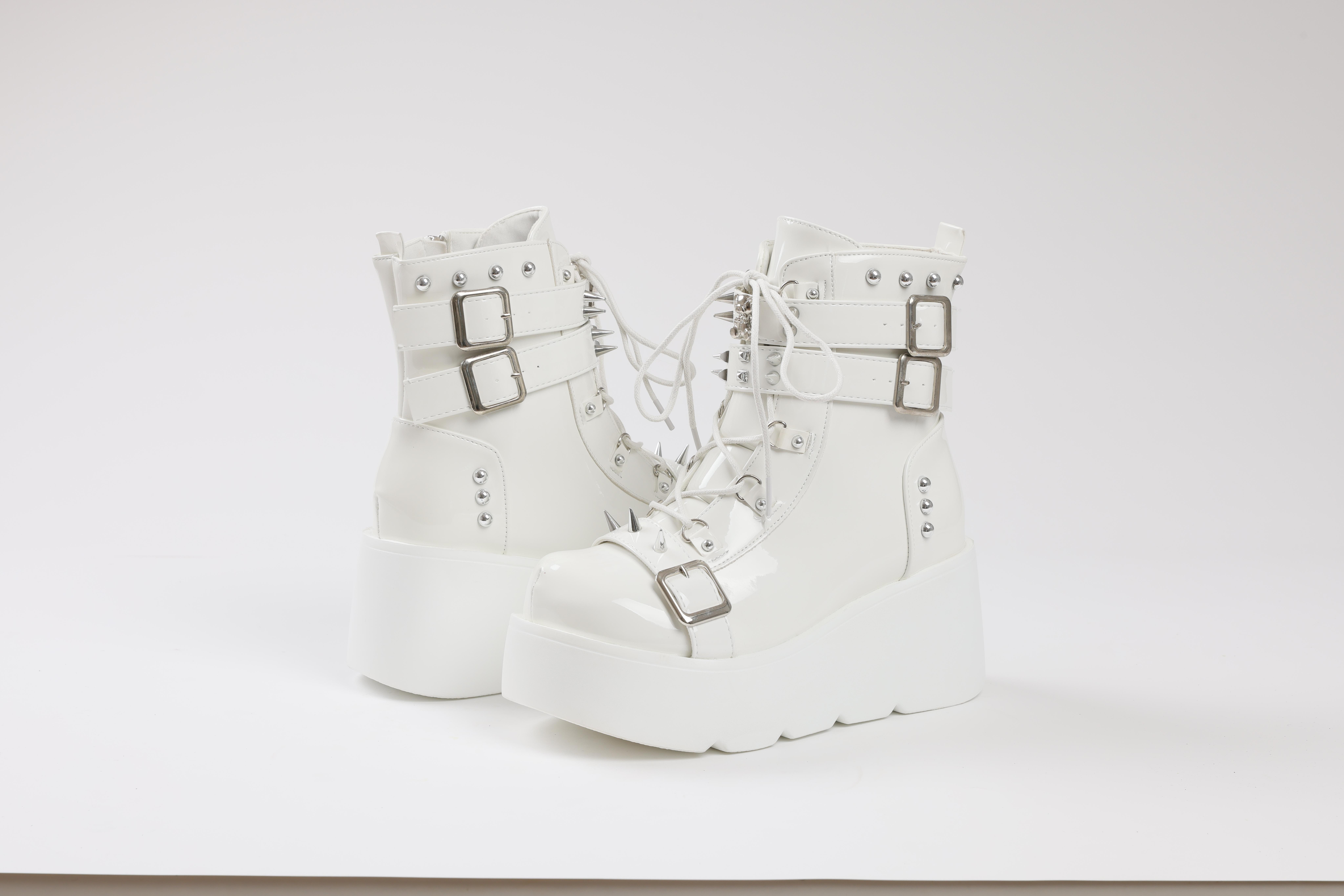 EROCALL Women's Platform Gothic Ankle Booties With Adjust Studded
