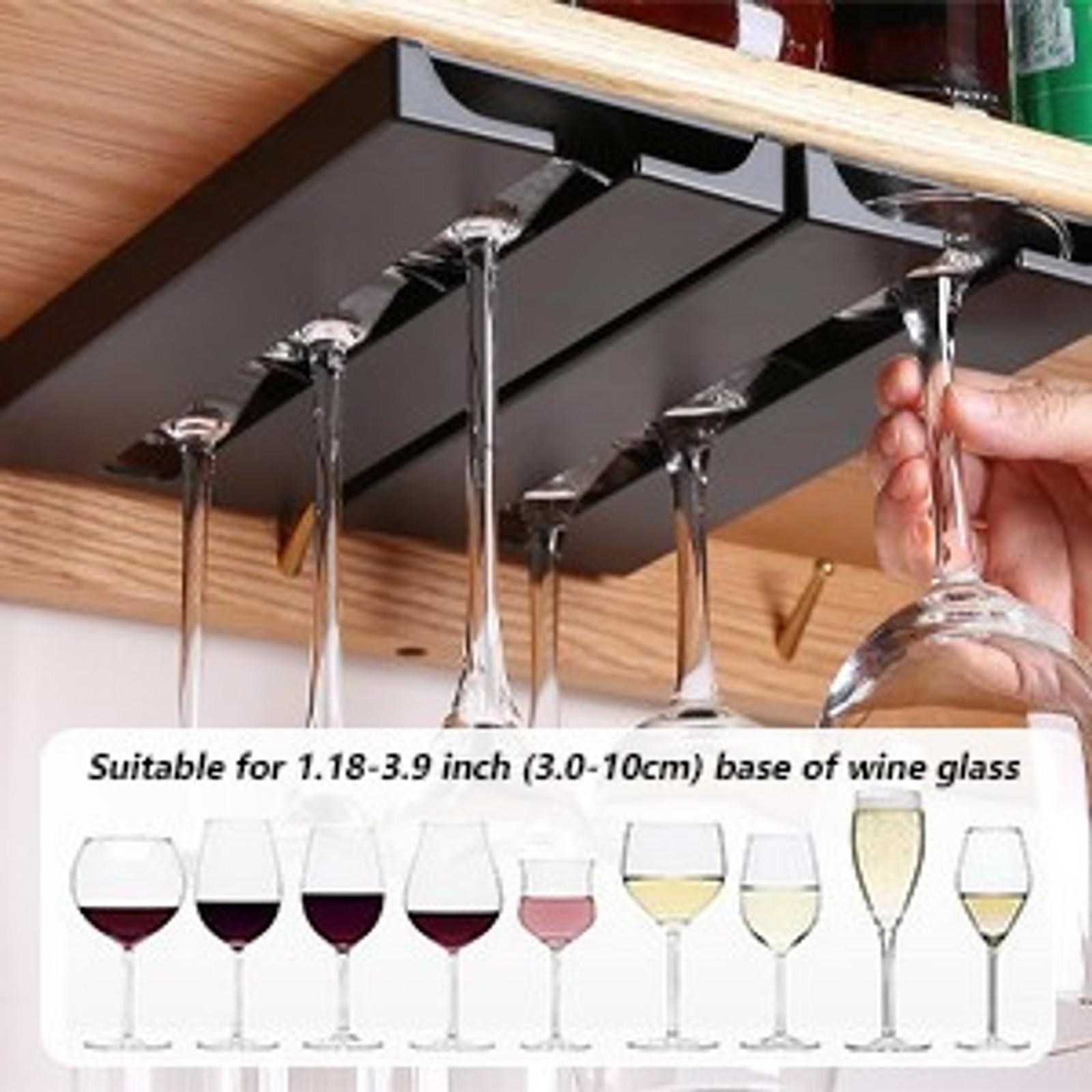 Wine Glass Holder Stemware Rack Hanger Under Cabinet or Counter for Bar,Kitchen and Restaurant Set of 4(black)