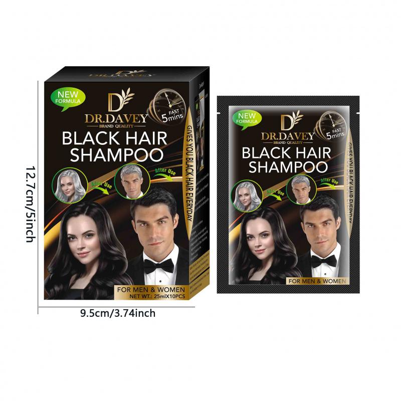 DR.DAVEY Box Set 25ml x 10PCS Black Hair Dye Moisturizing Hair Cleaning Care Dyeing Hair Care Shampoo