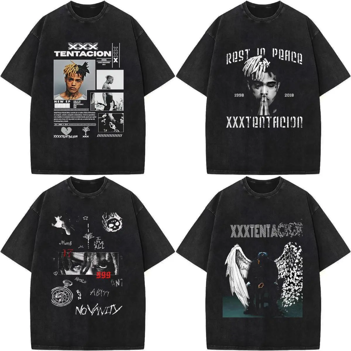 Casual Fashion XXXTentacion Classic Graphic Washed Tshirt,Unisex Cool Tops,Oversized Streetwear Tshirt,Vacation Outfit,Best Holiday Gift for Fans Halloween
