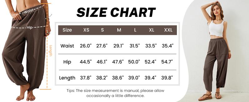 Yeokou Women’s Harem Barrel Wide Leg Pants Elastic Waist Baggy Loose Fit Casual Jogger Sweatpants with Pockets Beach Street Coffee Teacher Outfits