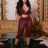 Women's Three-Piece Set, Polka Dot Print Triangle Bra & Slimming Short Sleeve Tee & Tight Cropped Pants, Ideal for Outing and Dating, Sexy Style Outfit, Fitted Outfit Sets, Womenswear