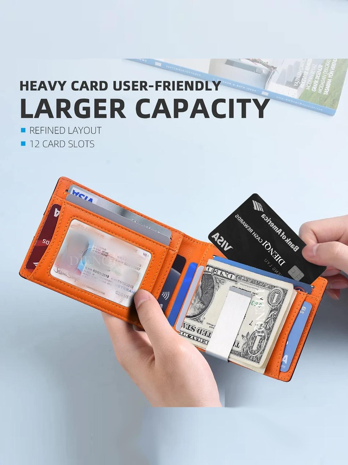 RFID-Blocking Credit ID Card Holder Luxury Anti Theft Wallet Men with 12 Card Slots Carbon Fiber Minimalist Wallets Cardholder Card Case, Father's Day Gift