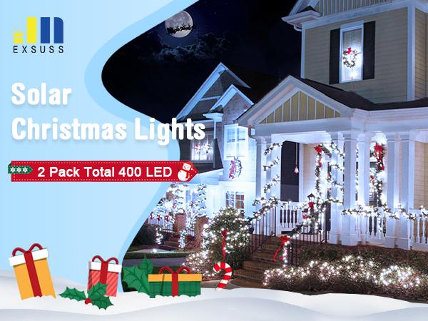 JMEXSUSS 2 Pack Solar Christmas Lights Outdoor Waterproof, Total 400 LED 151FT Solar String Lights for Outside, 8 Modes 2024 christmas ornament