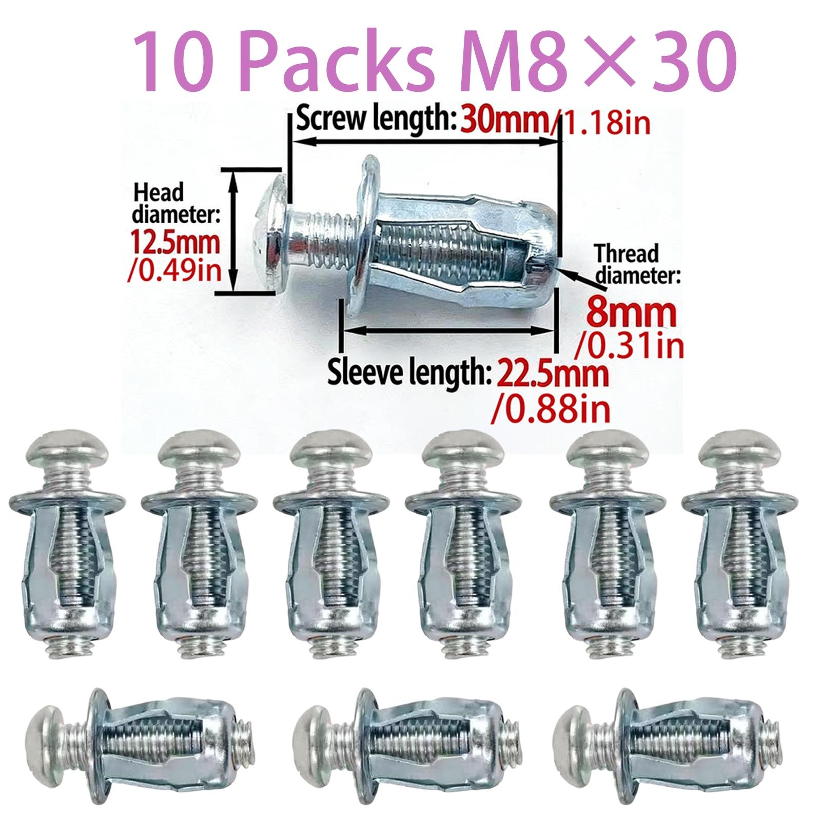 Heavy Duty Bolt Hollow Door Anchors Toggle Bolts for Drywall, Carbon Steel Expansion Screws Set, Expands Behind Wall for Cabinets Walls, Bolt Anchors for 0-5mm Thin Doors Drywall Caravan Walls, Easy Install Multi-Purpose Anchors