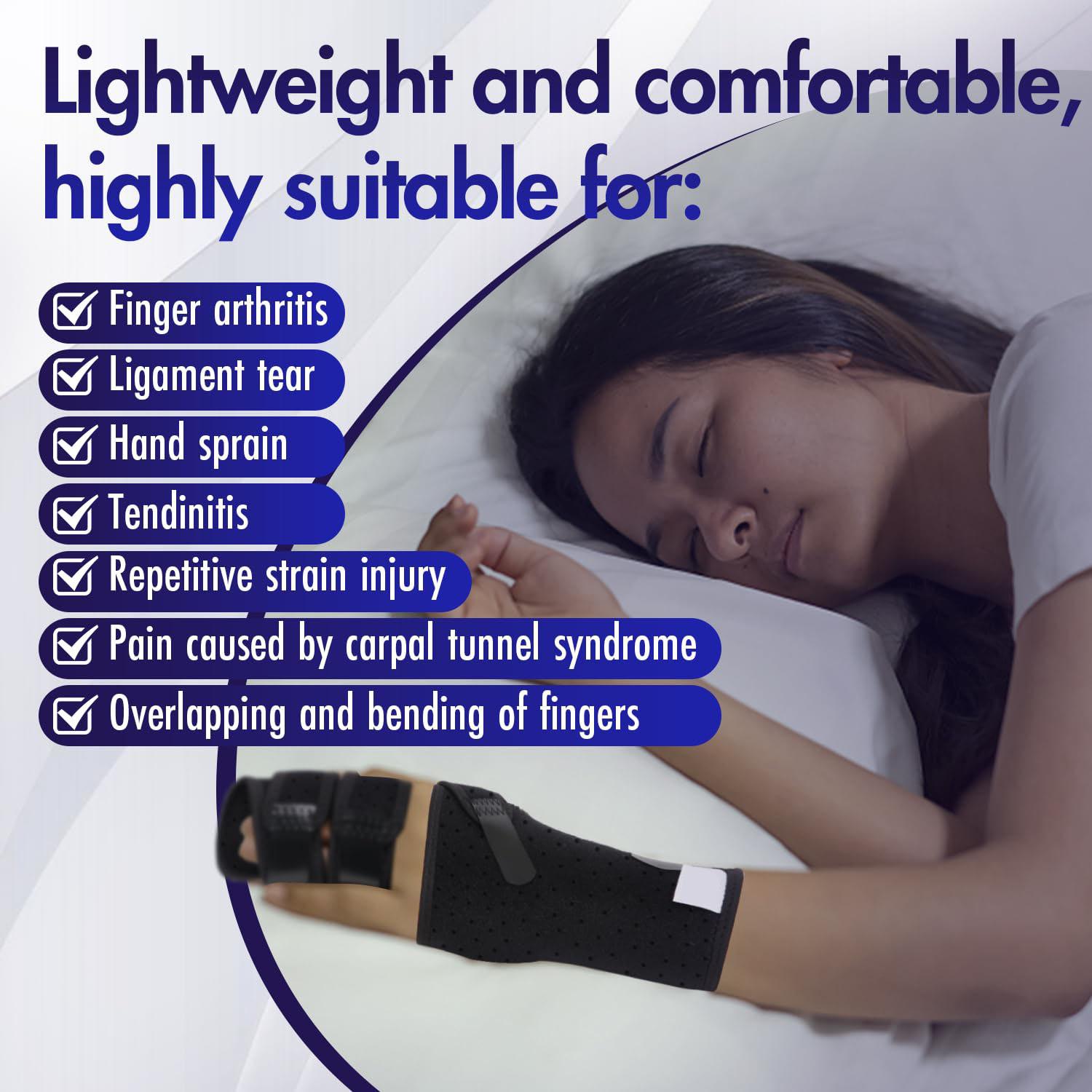 Right Hand Black Trigger Finger Splint Support For 2-3 Fingers, Including Middle Index Little Or Ring Finger Effective Relief For Trigger Finger Hand Contracture Healthcare Tool