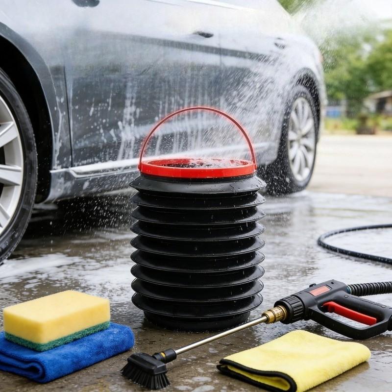 2-Pack 4L Collapsible Car Bucket with Lid, Multifunctional Foldable Trash Can & Storage Bin for Car, SUV, Truck, Camping, Travel, Portable Leakproof Automotive Interior Organizer