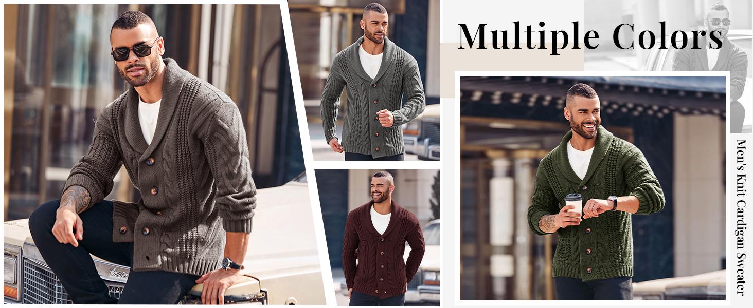 Runcati Men's Cable Knit Cardigan Sweater Shawl Collar Loose Fit Long Sleeve Casual Cardigans Knitwear Runcati Men's Cable Knit Cardigan Sweater Shawl Collar Loose Fit Long Sleeve Casual Cardigans Knitwear