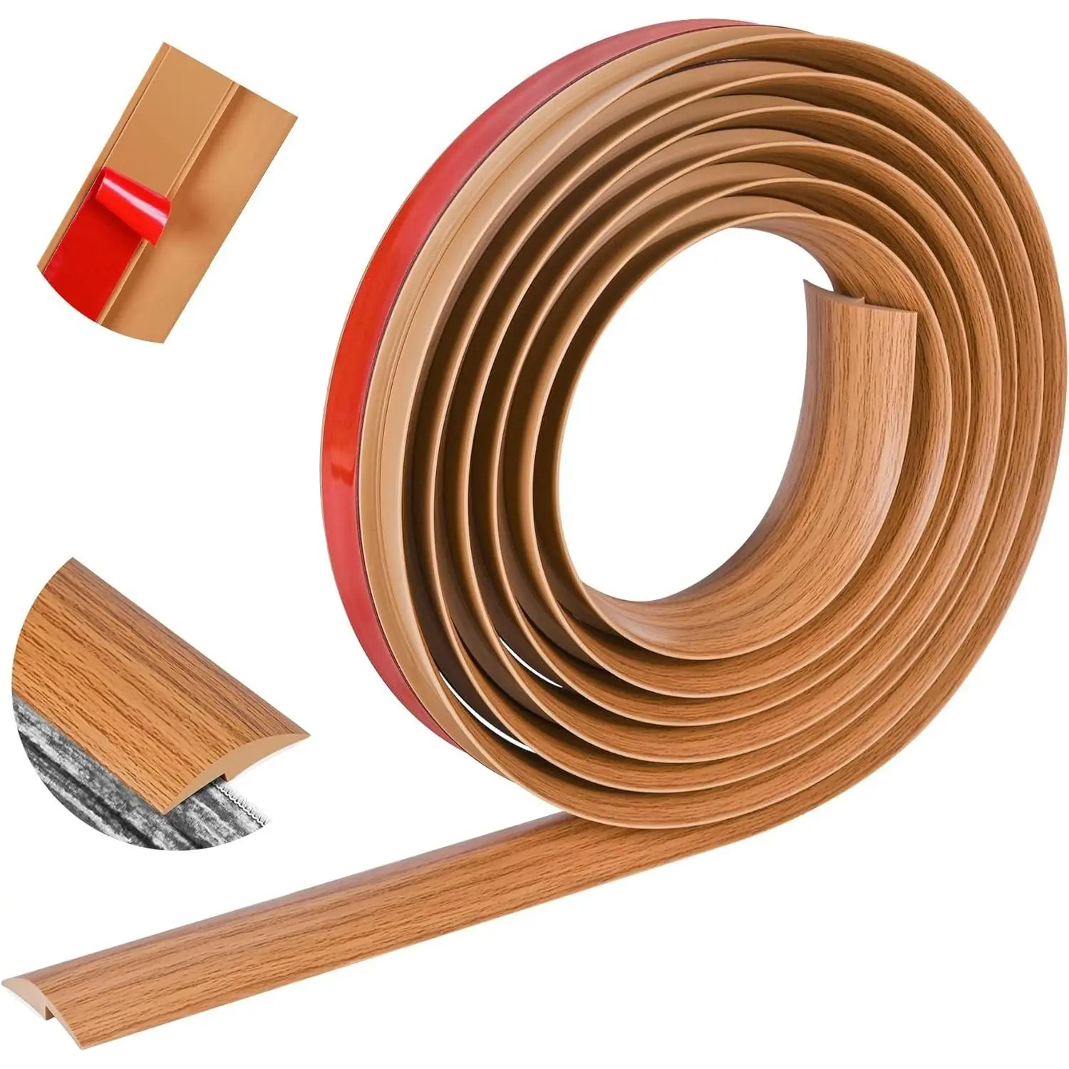 10Ft Self Adhesive Floor Transition Strip PVC Peel and Stick Threshold Strips for Carpet to Tile Edging Trim Suitable for Height Less Than 5mm Light Brown Coffee