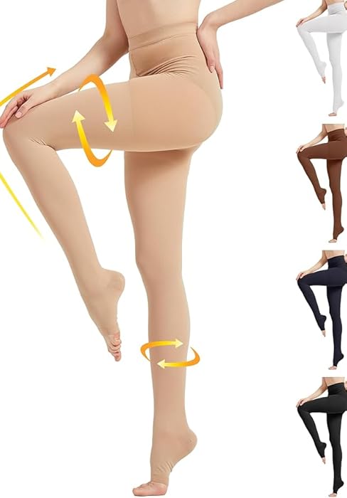 Medical Thigh High Compression Socks for Men & Women, Compression Socks Women, 20-30 mmHg Graduated Support Hose, Opaque Open Toe Pair, Ideal for Varicose Veins, Flight, Black Size L