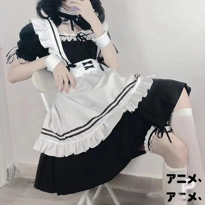Sexy Black White Lolita Maid Girls Women Lovely Cosplay Costume Outfit Dress French Apron Servant Uniform Exotic Cafe Maid 4XL