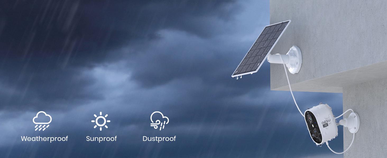 【Hot selling】AOSU 2K Solar Security Cameras Wireless Outdoor, Solar Outside Camera for Home Security, WiFi Camera with Color Night Vision, PIR Human Detection, 2-Way Talk, IP66 Waterproof, HomeBase not Compatible