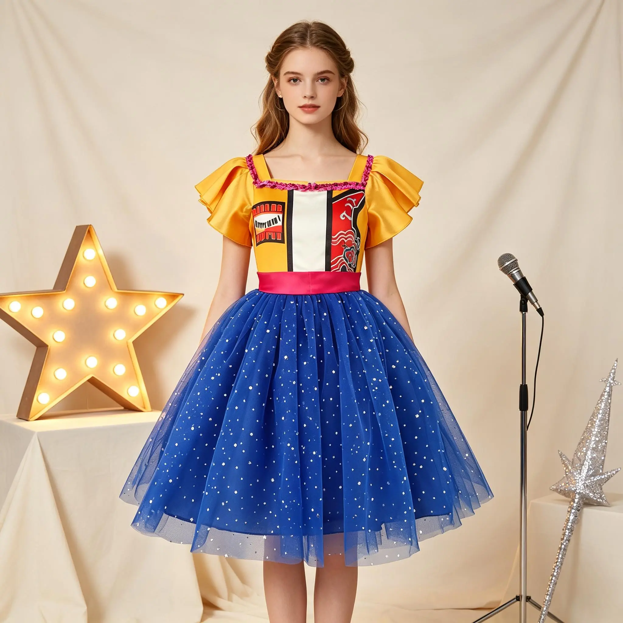 Girls Halloween Anime Huntress Cosplay Dress Short Sleeve Stage Performance Costume for Kids