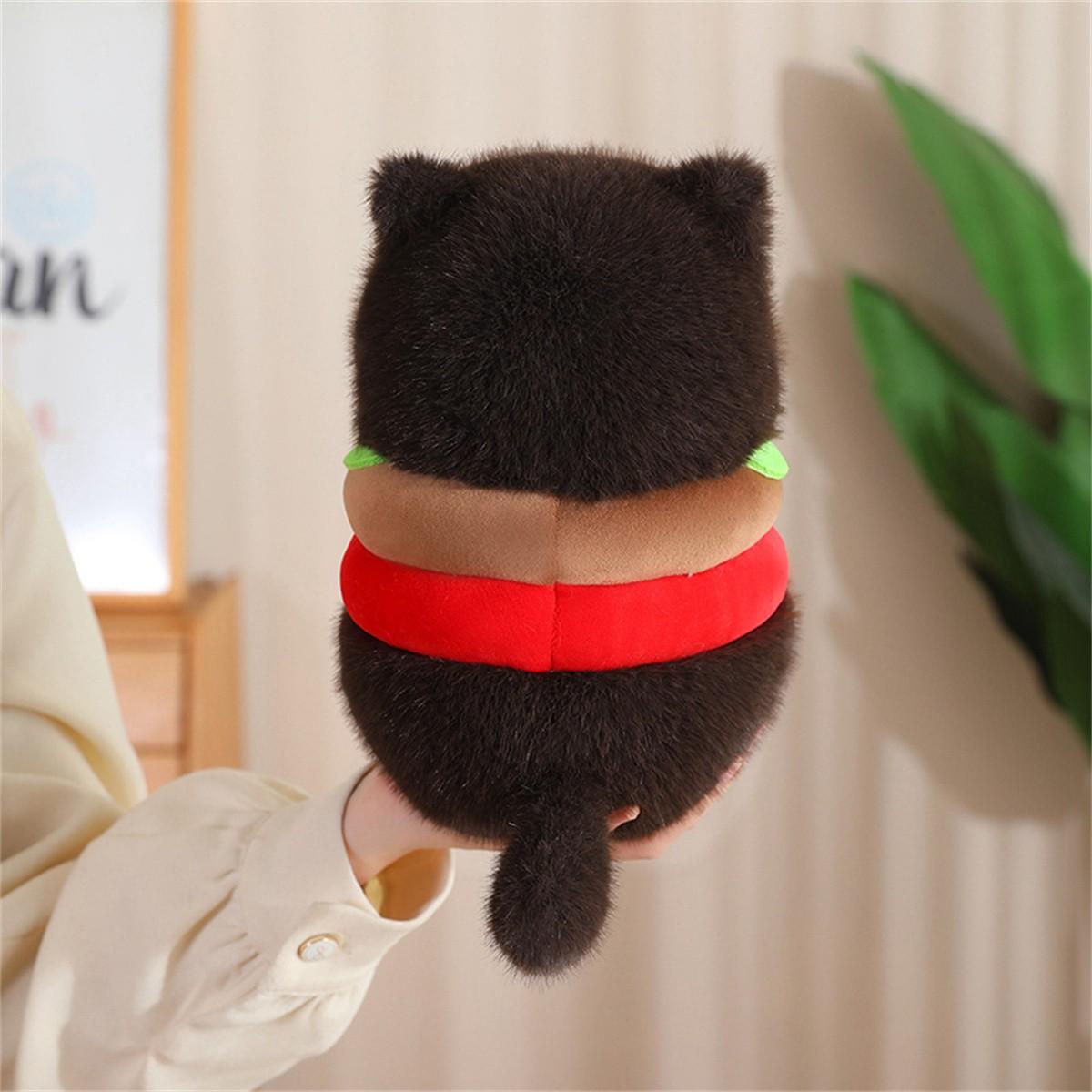 Hamburger Cat Plush Toy, Fun Home Decor, Birthday Gift, Mother's Day Gift, Christmas Gift, Unisex, Model Jsb20250101