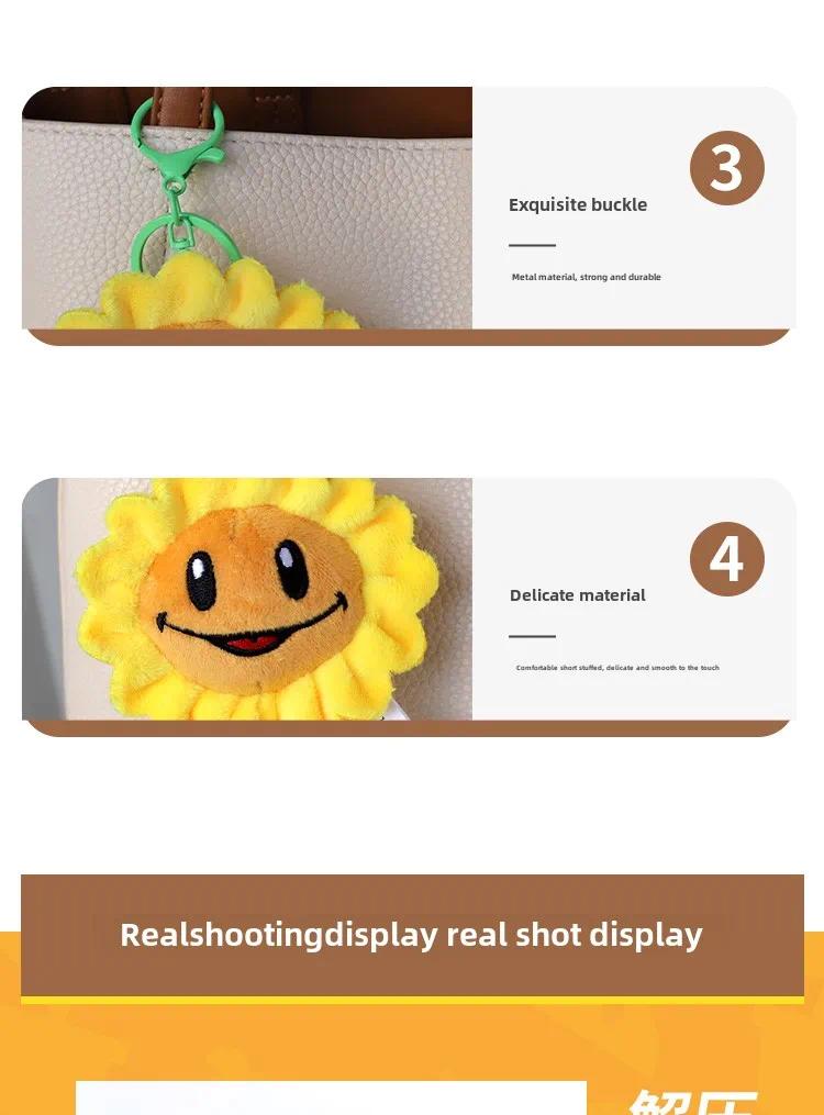 Plants vs Zombies Unisex Soft Plush Doll Toy Figures - Sunflower, Peashooter, Nut Designs - Cell Schoolbag Pendant, Keychain, Teens' Holiday Gifts