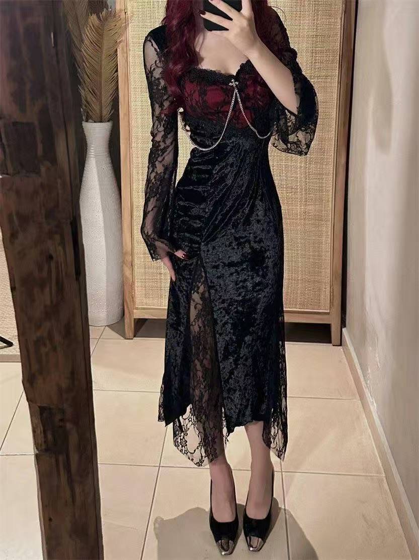 Summer Gothic Grunge Y2k Lace Dress Women Dark Academia Sexy Slim Party Dresses Korean Fashion Design Festival Long Prom Dress - TikTok Shop Summer Gothic Grunge Y2k Lace Dress Women Dark Academia Sexy Slim Party Dresses Korean Fashion Design Festival Long Prom Dress - TikTok Shop