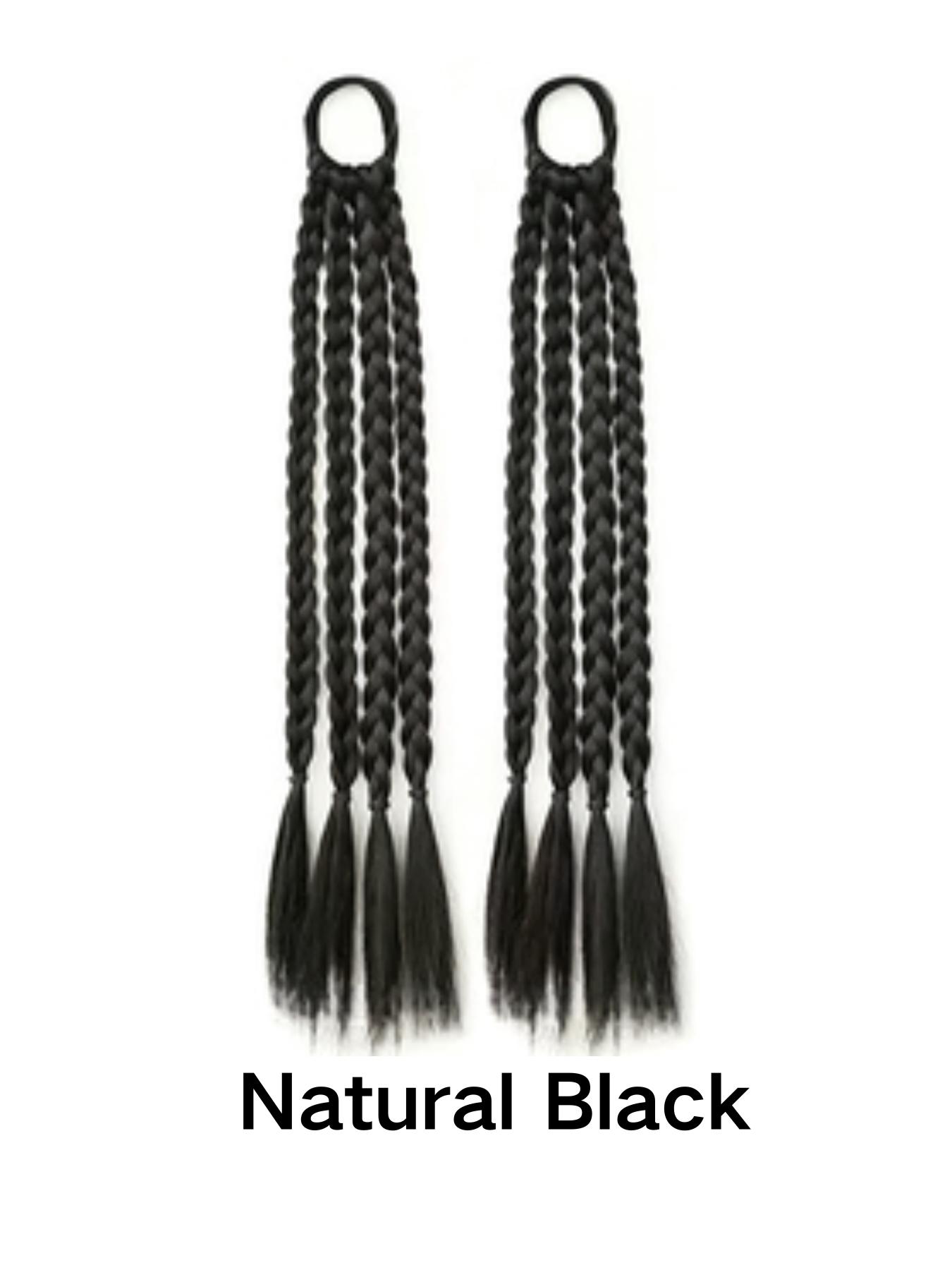 2 Pcs Synthetic Hair Ponytail Braids, Colorful Punchy Braid Design, Low Maintenance Twin Tail Hairstyle, Long Twisted Bun Style