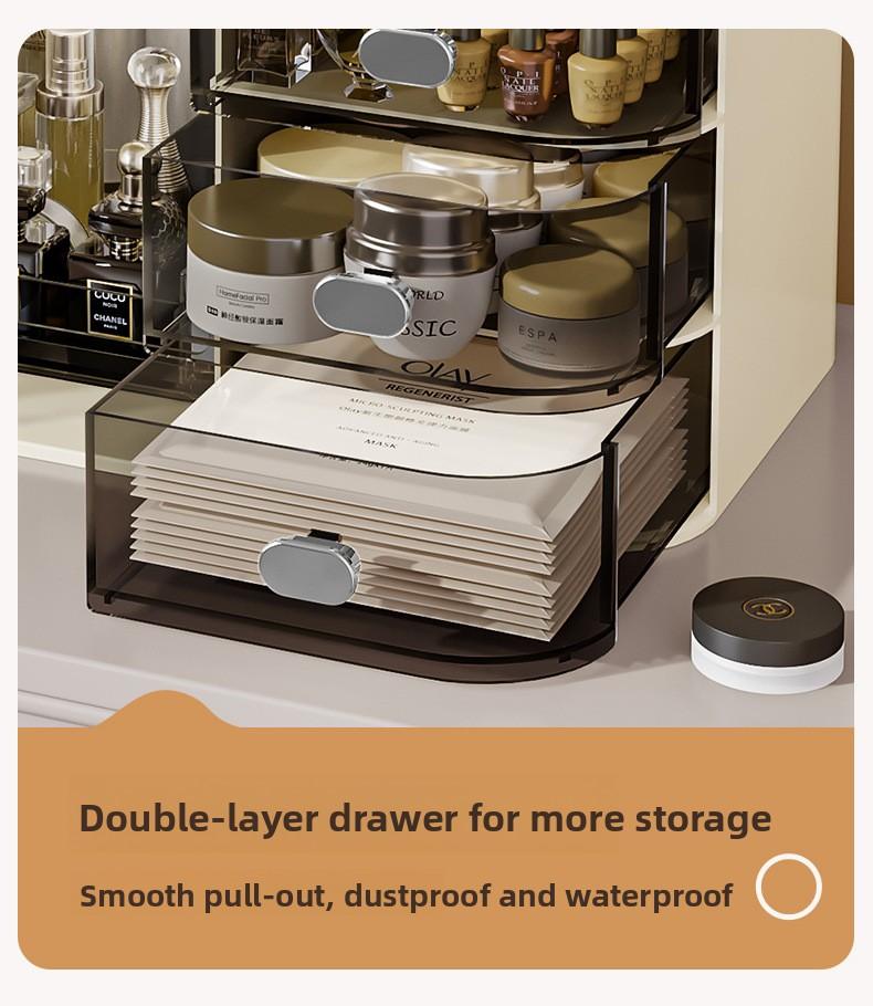 Light Luxury PP+PET Material, Cosmetic Dustproof Storage Rack, Multifunctional Transparent Lipstick and Skincare Display Rack, Large Capacity Face Mask Cosmetic Organizer Box